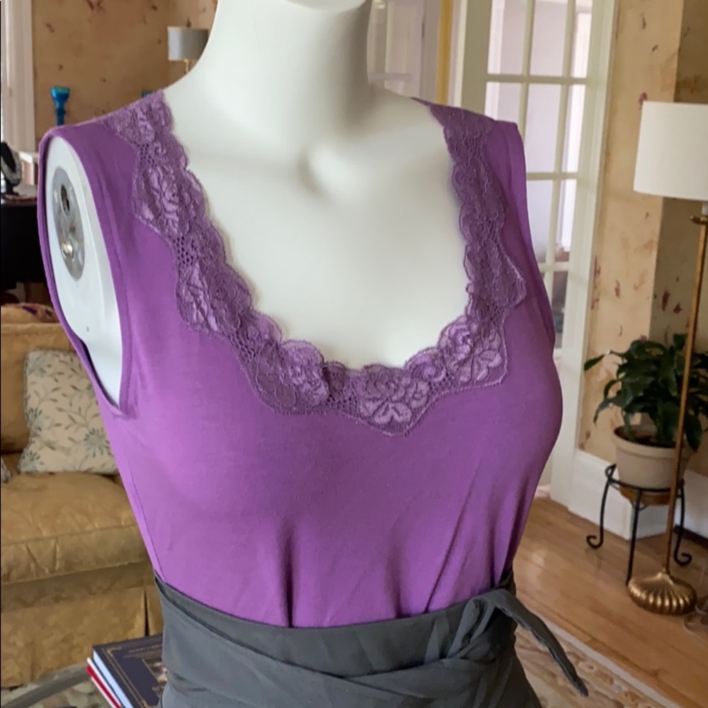 Lavender cotton stretch camisole with lace trim